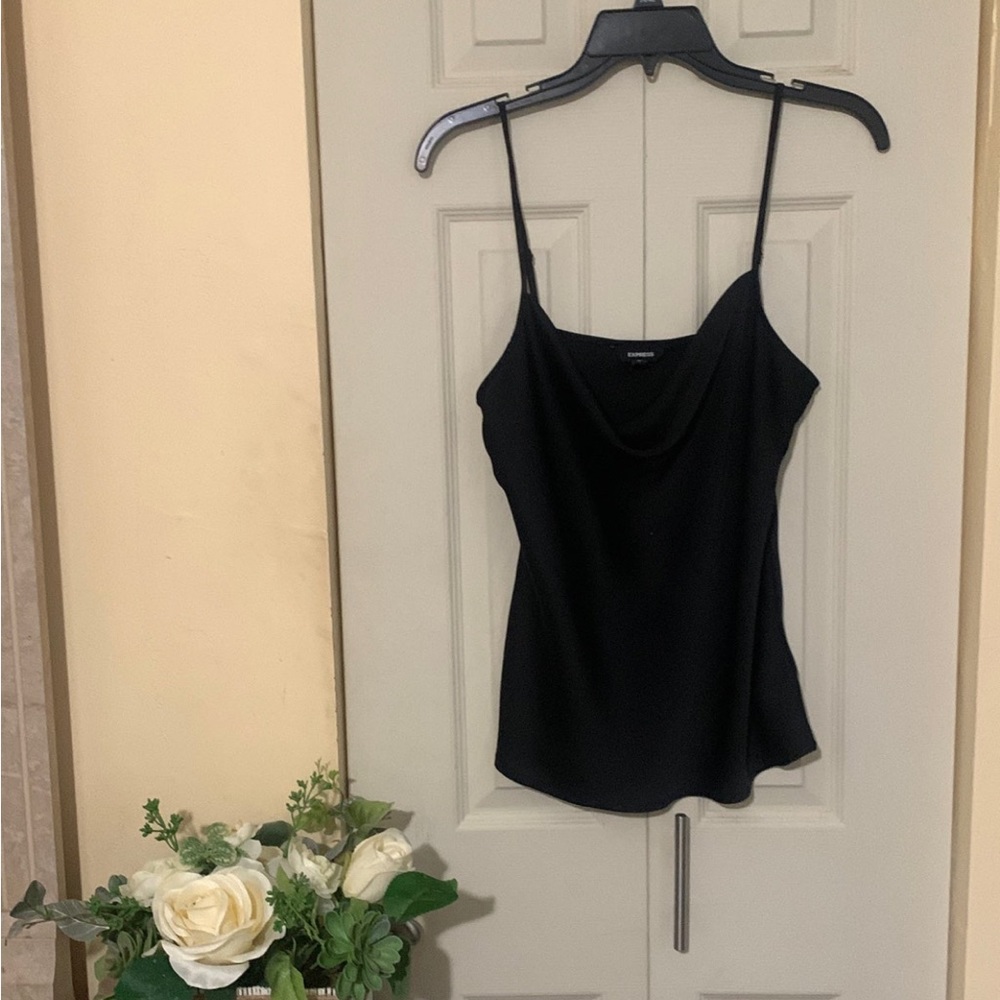 Express satin black cowl neck cami/ Size medium